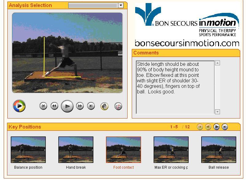 Bon Secours In Motion Baseball Pitching and Throwing Dartfish Analysis, Sports Performance Bon Secours In Motion Baseball Pitching and Throwing Dartfish Analysis, Sports Performance