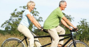 older couple biking